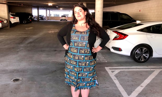 An Adversarial Fashion dress, modeled by the designer, Kate Rose.