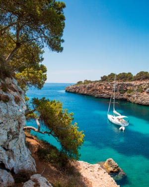 Sailboat at Cala Pi bay, Cala Pi, Mallorca, Balearic Islands, Spain