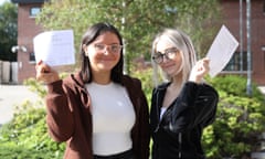 Aleigha Nelson (left) and Atlanta Greer open their GCSE results at Nendrum College, Comber in County Down