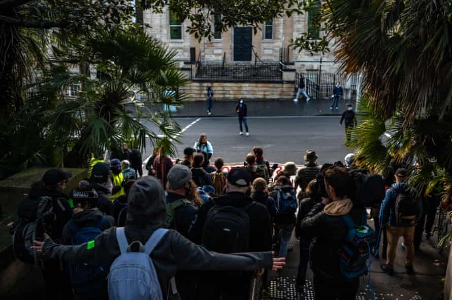 Climate activist group Blockade Australia stage a protest in Sydney, Tuesday, June 28, 2022.