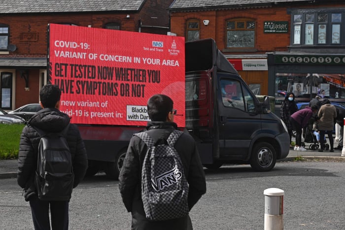 An advertising van in Blackburn today, where Covid cases have spiked, urging people to get tested.