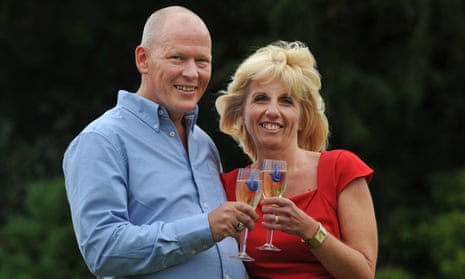 Dave and Angie Dawes celebrate after winning more than £101m in the EuroMillions