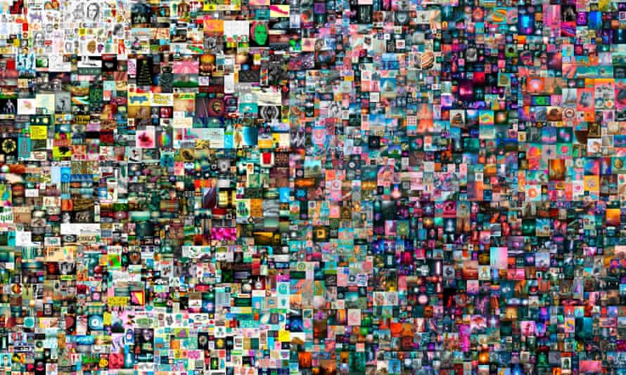 Detail of the digital collage by the American artist Beeple, which sold for a record $69m