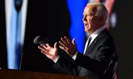 US president-elect Joe Biden delivers his victory address in Wilmington, Delaware, on November 7.