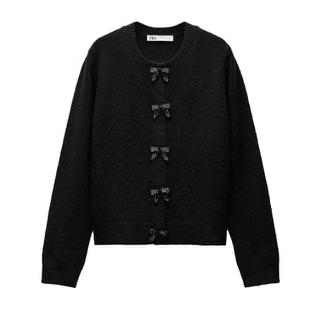 ZARA KNIT CARDIGAN WITH BUTTONS AND BOWS, www.zara.com