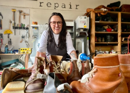 Anna Timou who owns On the mend shoe and bag repairs located in Fitzroy Victoria.