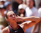 French Open day seven: Sabalenka and Osaka advance, Anisimova in action – live Updates from Saturdays play at Roland Garros Fonseca fightback stuns Djokovic | Mail KatyJovic absolutely obliterated her fellow American and the former world No 8 Emma Navarro in the previous round, and rediscovers some of that form under extreme pressure here, reeling off seven points on the spin to cancel out Osakas early break in the second set. The 18-year-old holds with her first aces of the match and nudges ahead for 6-7, 3-2.A quick rundown of the latest scores and whats coming up on day seven: Continue reading...