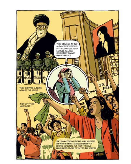 A panel from the book about demonstration leaders being arrested but that their actions encouraged others