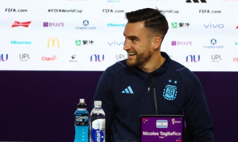 Argentina's Nicolás Tagliafico during the press conference.