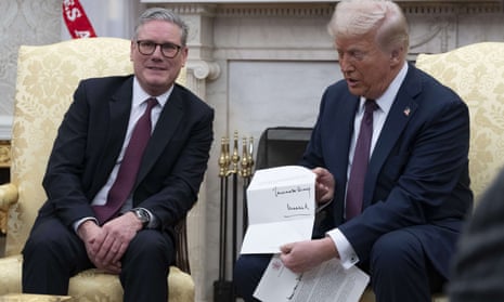 US president Donald J Trump and prime minister Keir Starmer discuss an invitation from King Charles inviting Trump to visit the United Kingdom, in the Oval Office of the White House.