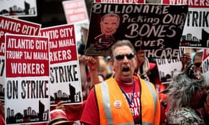 Trump Taj Mahal casino workers protest outside of Carl Icahn’s Manhattan office.