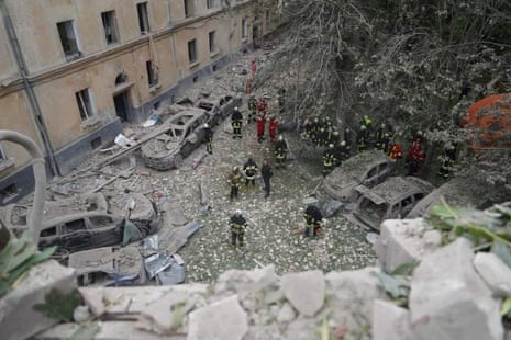 A view of the damage in Lviv.