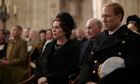 Olivia Colman as Queen Elizabeth II and Tobias Menzies as the Duke of Edinburgh in The Crown