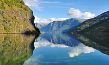 Scenic and tranquil fjords scenery in Flam Norway