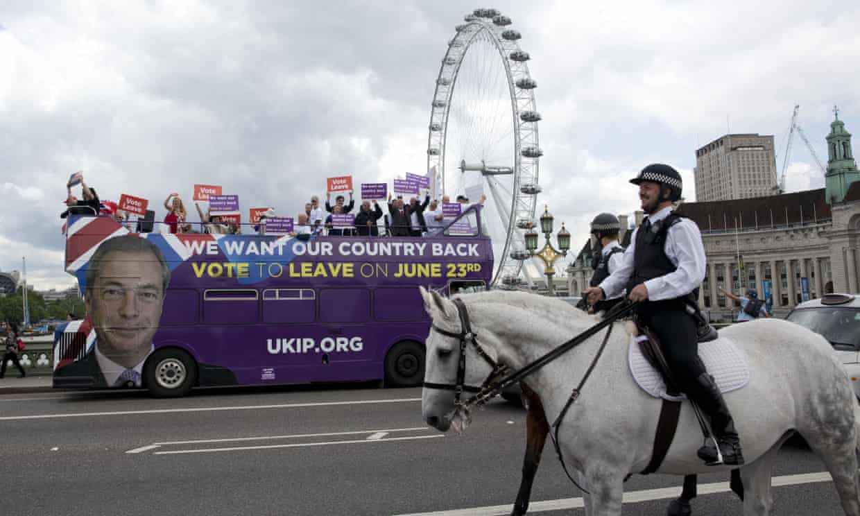 A ‘Leave’ campaign bus in June 2016