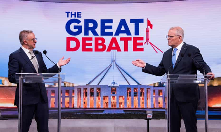 Scott Morrison and Anthony Albanese take part in the second leaders' debate