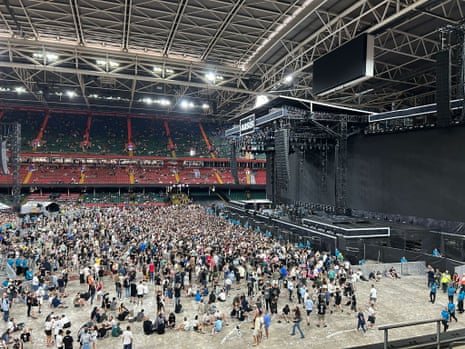 View of stage at Oasis tour in Cardiff Principality Stadium