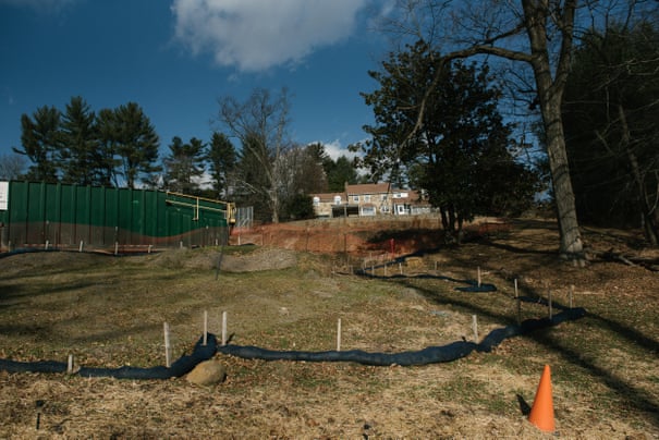A residential home can be seen next to a Mariner East Pipeline HDD entry and exit point construction site in Media, PA. on Thursday, January 16, 2020. Residents living nearby believe the construction work from the pipeline is causing people to have contaminated water.