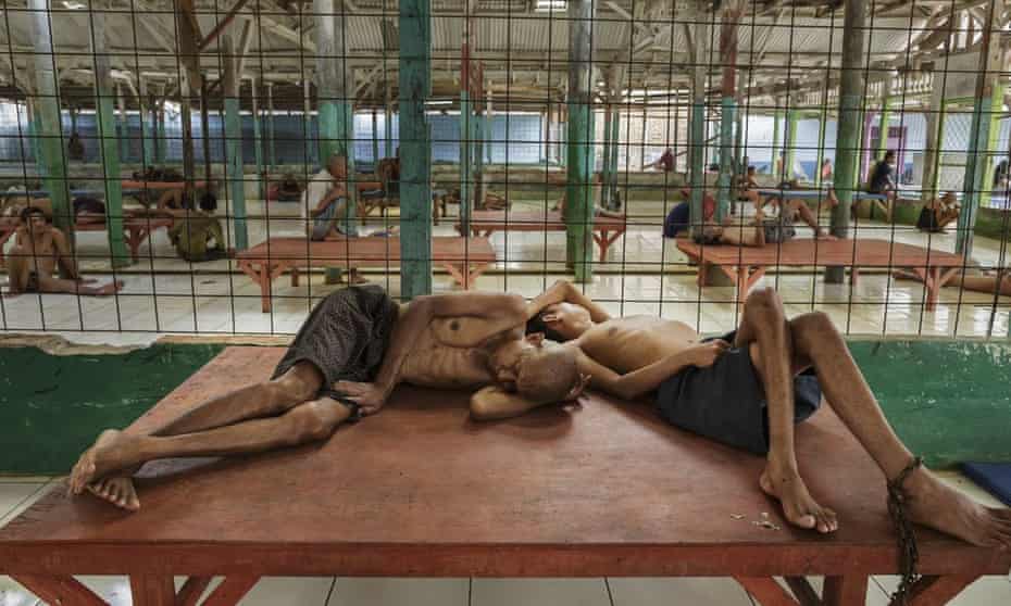 Residents at a rehabilitation centre for mentally ill people in Galuh, Indonesia