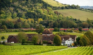 Denbies Estate and hotel is near A train passes the winery at Denbies Wine Estate near Dorking, Surrey