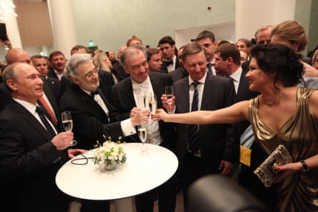 Vladimir Putin, Plácido Domingo, conductor Valery Gergiev and singer Anna Netrebko, among others, at the opening of the new Mariinsky II theatre in 2013 in St Petersburg.