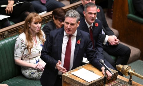 Keir Starmer during prime minister’s questions, 9 November.