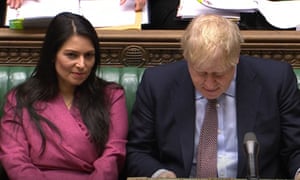 Priti Patel and Boris Johnson on 4 March.