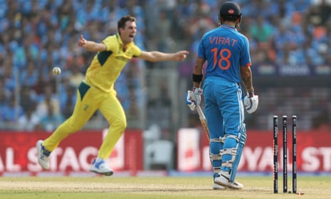 Kohli is dismissed by Pat Cummins