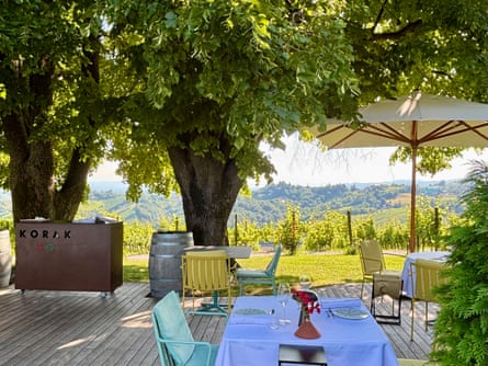 A sunny terrace at a Croatian winery.