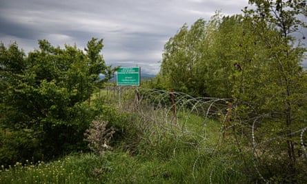 A sign in Khurvaleti warning people not to cross the ‘state border’.