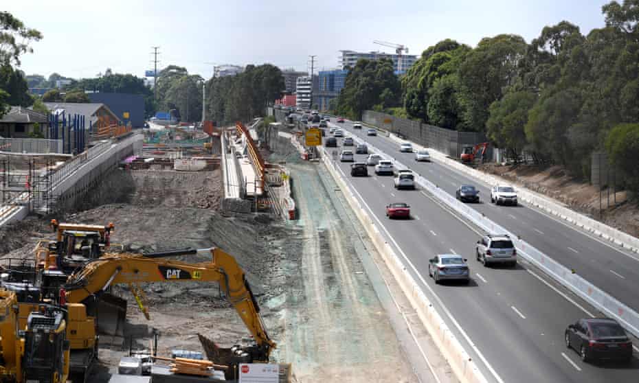 Construction of the M4 motorway extension in Sydney Australia
