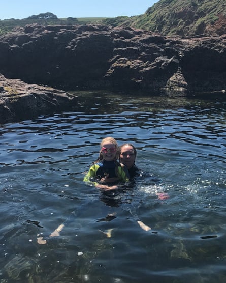 Mel McNamara and her daughter Marly at the beach after the Melbourne lockdown lifted