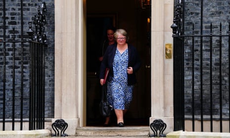 New environment secretary Thérèse Coffey leaving Downing Street.