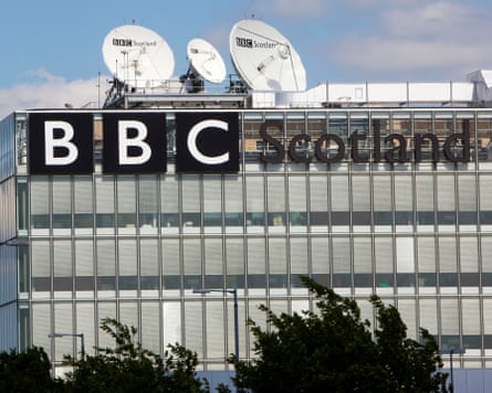 Satellite dishes on the roof of BBC Scotland’s new Scottish headquarters and studios at Pacific Quay, on the south bank of the River Clyde, Glasgow.