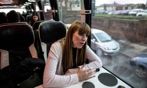 Shadow education minister Angela Rayner being interviewed by the Guardian’s Heather Stewart.