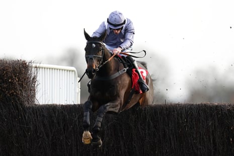 Il Est Francis clears the last to win The Ladbrokes Kauto Star Novices' Chase.