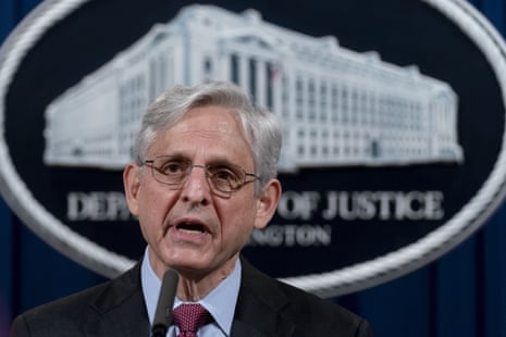 The attorney general, Merrick Garland, speaks about a jury’s verdict in the case against former Minneapolis police officer Derek Chauvin for the murder of George Floyd, in April.