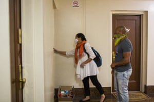 Samelys Lopez and her team drop off a box of groceries on a mutual aid run in the Bronx to help families who are food insecure during the COVID-19 crisis. Lopez is running for US Congress in the New York’s 15th District.