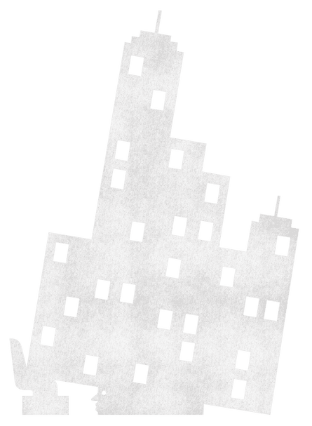 An illustration of city buildings toppling to the side