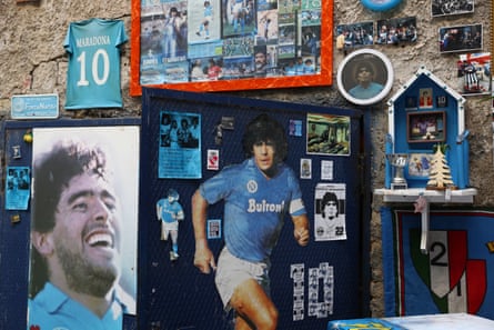 Naples street art and iconography celebrating Diego Maradona.