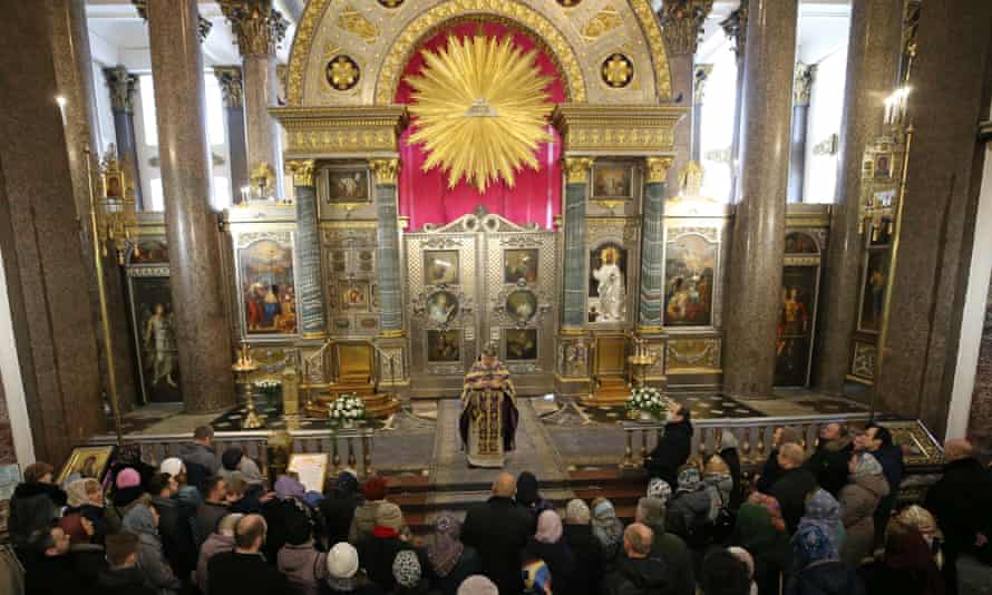A liturgy in Kazan cathedral, St Petersburg