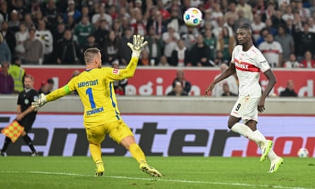 Serhou Guirassy completes his hat-trick against Darmstadt in September.