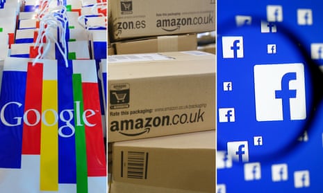 Google, Amazon and Facebook logos