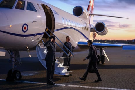 Rishi Sunak boarding jet for flight from London to Leeds