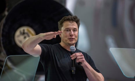 Elon Musk speaks near a Falcon 9 rocket at the SpaceX headquarters in September. A SpaceX spokesman said the company must become “leaner” to succeed.