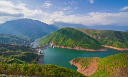 Fierza reservoir, Albania formed as a result of the construction of the Fierza Hydroelectric Power Station. <br>