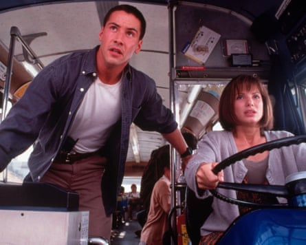 Keanu Reeves and Sandra Bullock in Speed.