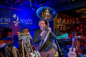 James Pearson, the artistic director of Ronnie Scott’s, gets to grips with a donated sousaphone.