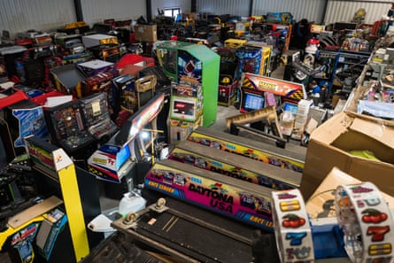 The warehouse has about 200 arcade machines from throughout gaming history.