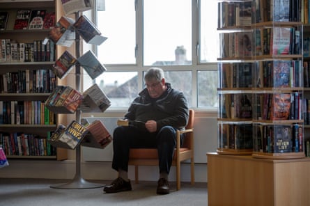 A man reads in Highworth library